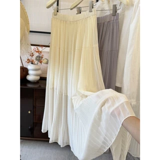 [Sheing office]🌟พร้อมส่ง🌟กระโปรงยาวผู้หญิง เอวสูง เข้ารูป สะโพกจับจีบ กระโปรงทรงเอ