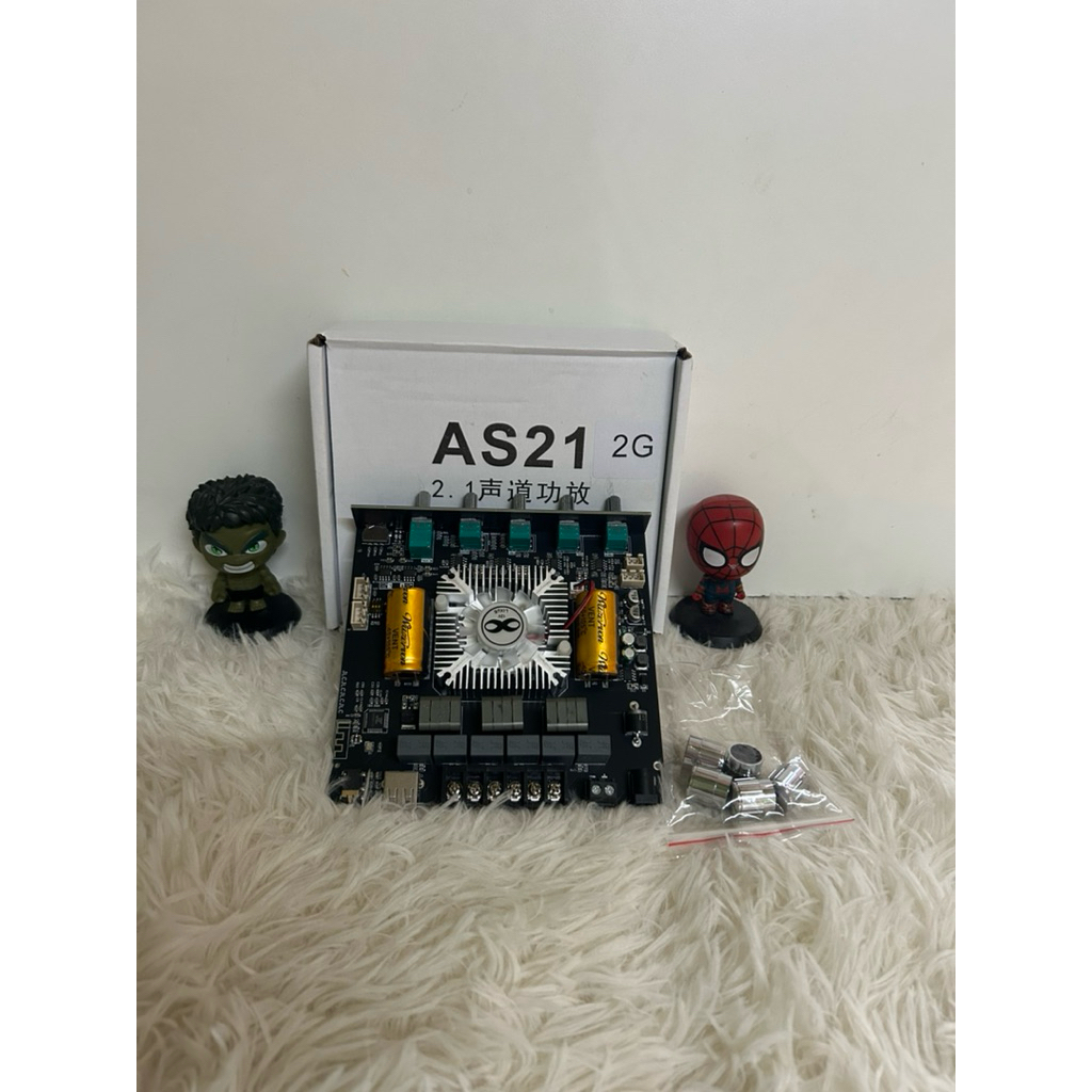 แอมป์ As21 2gบลูทูธ 5.0 โมดูลเครื่องขยายเสียงดิจิตอล กำลังขับ 220W*2+350W ซับวูฟเฟอร์, แอมป์จิ๋วAS21