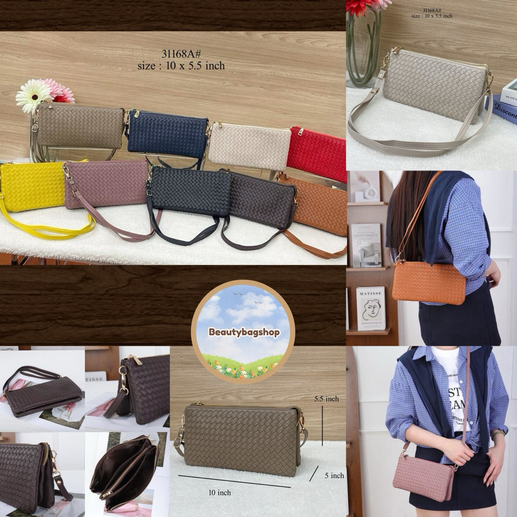 🎀new🎀📍ส่งด่วนจากไทย📍🇰🇷 code 31168 กระเป๋าแฟชั่นสะพายลายสาน พร้อมออกจากบ้านแบบไม่ต้องคิดเยอะ 🤍