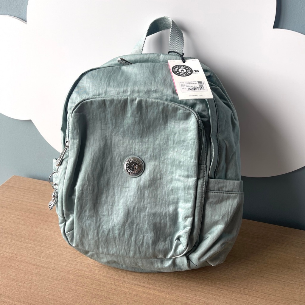 Kipling Delia สี Seagrass Grey กระเป๋าเป้ สีเทา ของแท้ ใหม่ พร้อมส่ง