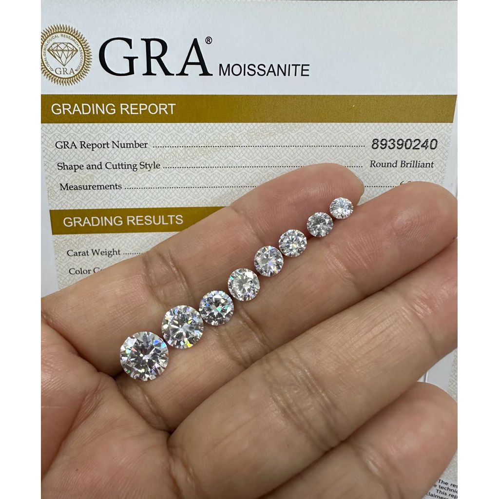 เพชรโมอีส ใบเซอร์ D color Excellent cut VVS1 H&A moissanite