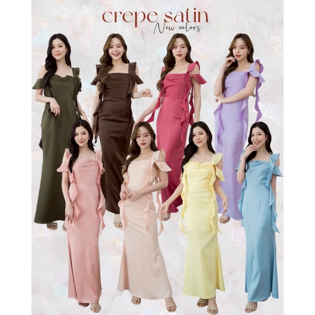 ชุดอออกงาน ชุดเพื่อนเจ้าสาว koolykool(พร้อมส่ง S-2XL) เดรสสายเกลียว4สาย AF00