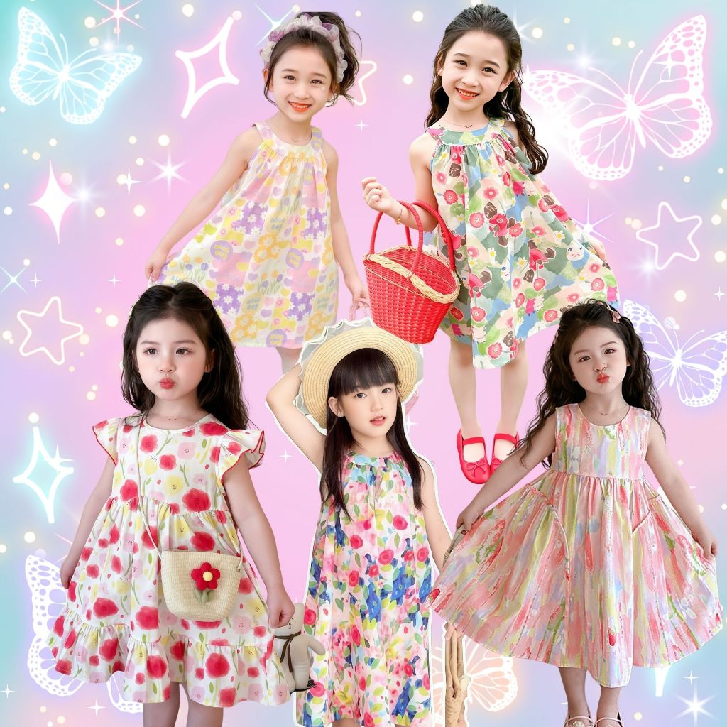 ชุดเดรสเด็กผู้หญิงลายดอกไม้น่ารัก ใส่สบาย สำหรับลูกน้อยทุกวัย