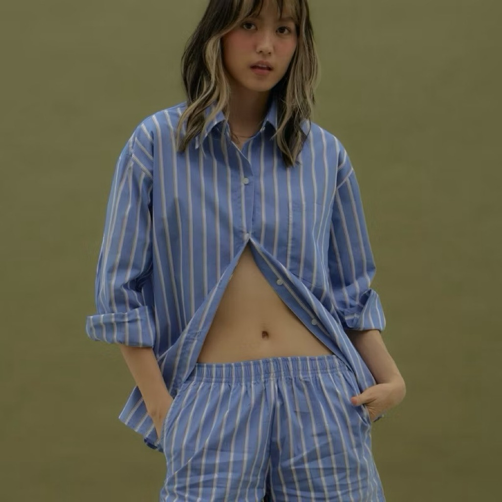 Staywildxx midtown set - น้ำเงิน Used (เฉพาะเสื้อนะคะ)