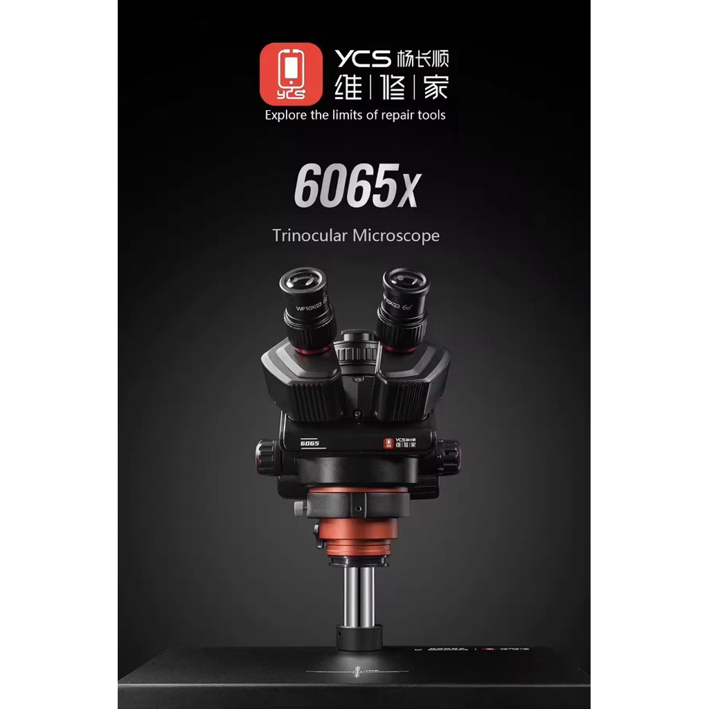 YCS 6065X HD กล้องจุลทรรศน์ Trinocular ขนาดใหญ่สําหรับโทรศัพท์มือถือ PCB เชื่อมการสอนการทดลองกล้องจุ