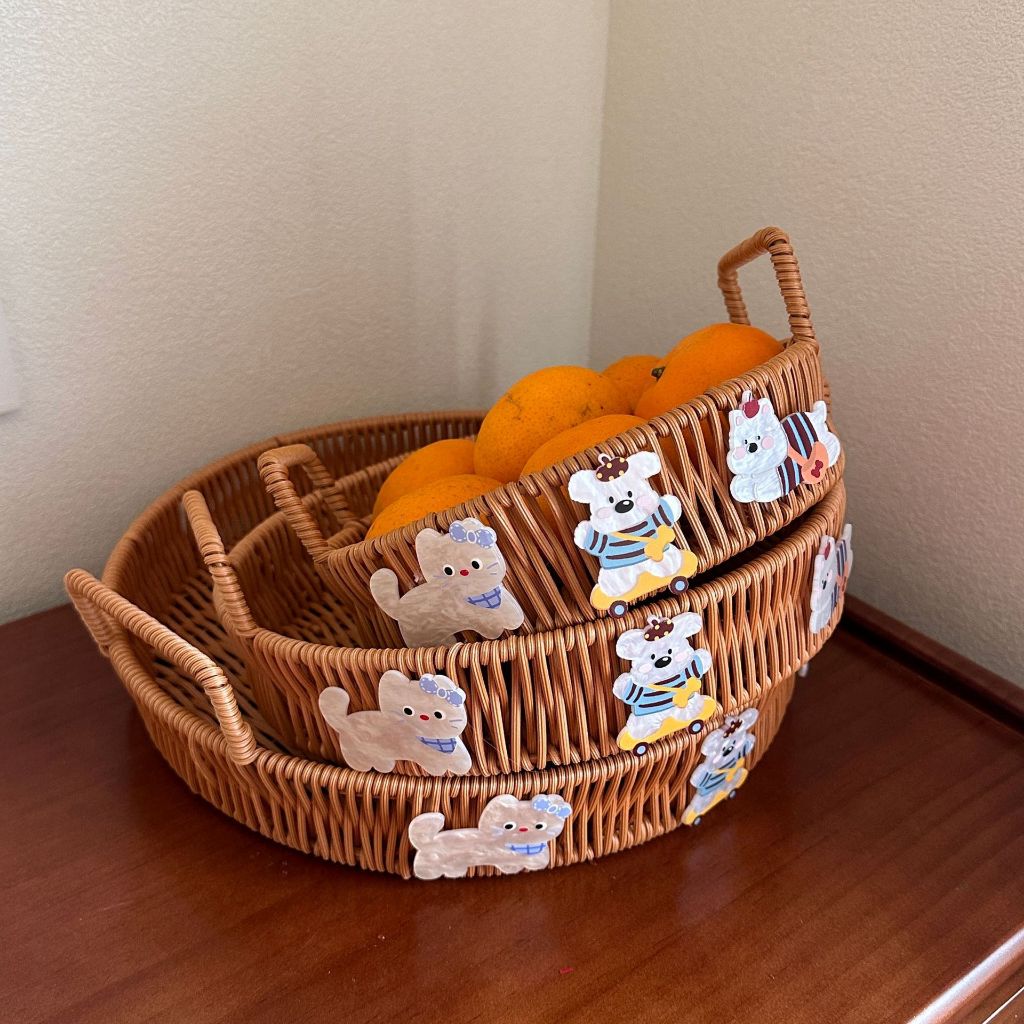 ของแต่งบ้านสไตล์โฮมมี่ ตะกร้าหวายเทียม กระจาดใส่ผลไม้ เครื่องสำอางค์ ตะกร้าอเนกประสงค์