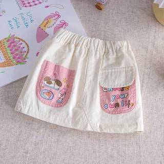 Babyonline(Y414)B4 (ส่งด่วน1วัน)กระโปรงกางเกงแฟชั่นเด็กผู้หญิงลายการ์ตูนสุดน่ารัก มีกระเป๋าหน้า2ข้าง ผ้าฝ้าย นิ่ม