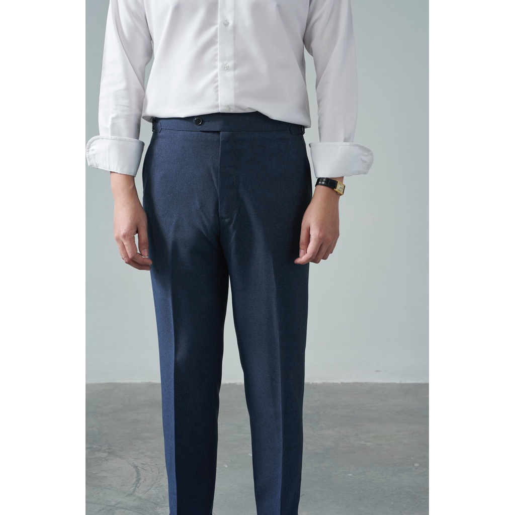 [Code20%ทักแชท] The Finery - The Hudson Trouser สีน้ำเงิน Storm Blue | ทรง Slim Fit | ขาเบิ้ล + ตัวปรับเอว