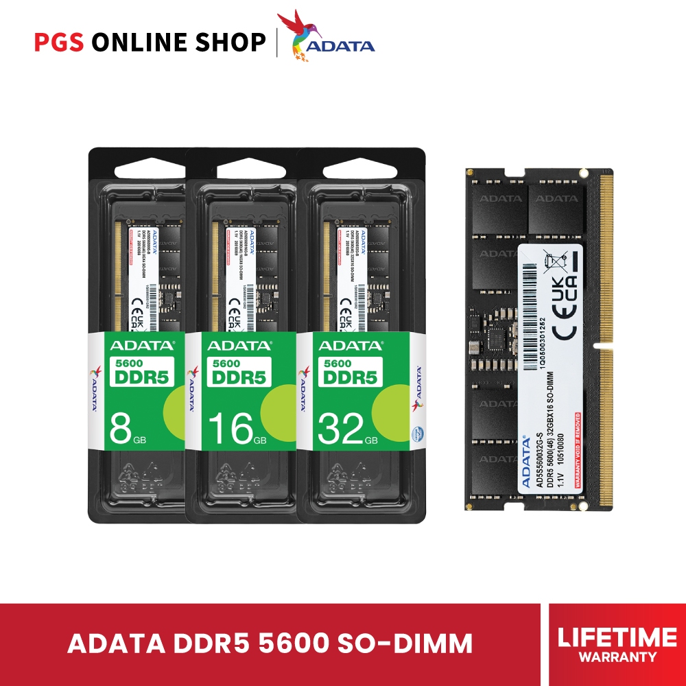 ADATA DDR5 5600 SO-DIMM MEMORY (แรมโน้ตบุ๊ก) ความจุ 8GB/16GB/32GB