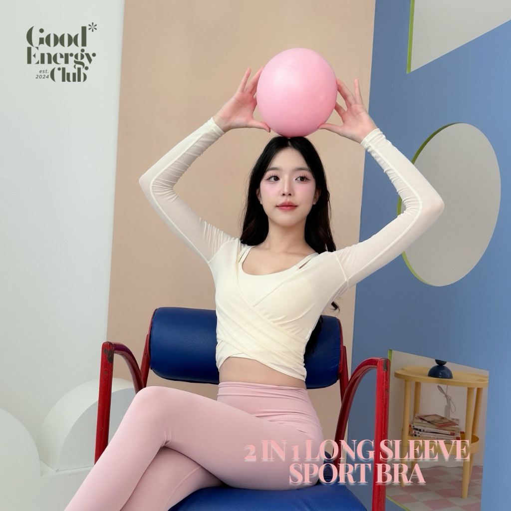 GOOD ENERGY CLUB - 2in1 LONG SLEEVE TOP[1819] สปอร์ตบราออกกำลังกาย 2ชิ้น  (3A-3I)