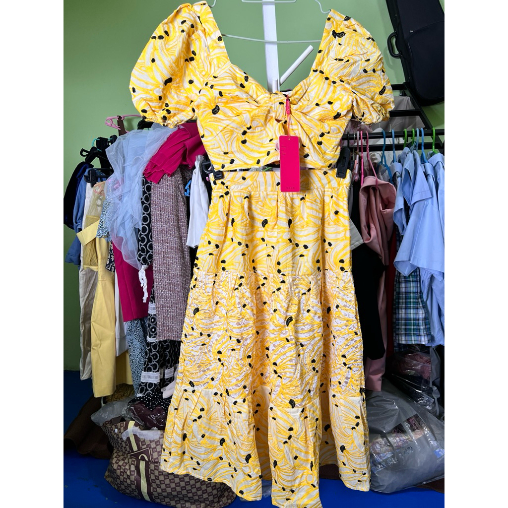 ชุดเดรสกล้วย ชุดเซ็ทกล้วย งานปัก งานป้าย Widelia@Real