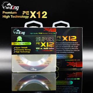 [โปรลับลูกค้าใหม่] สายพีอีตกปลา FishKing ถัก12 เส้น ยาว 100 เมตร เพิ่มแกนกลางเข้าไป 4 เส้นถัก