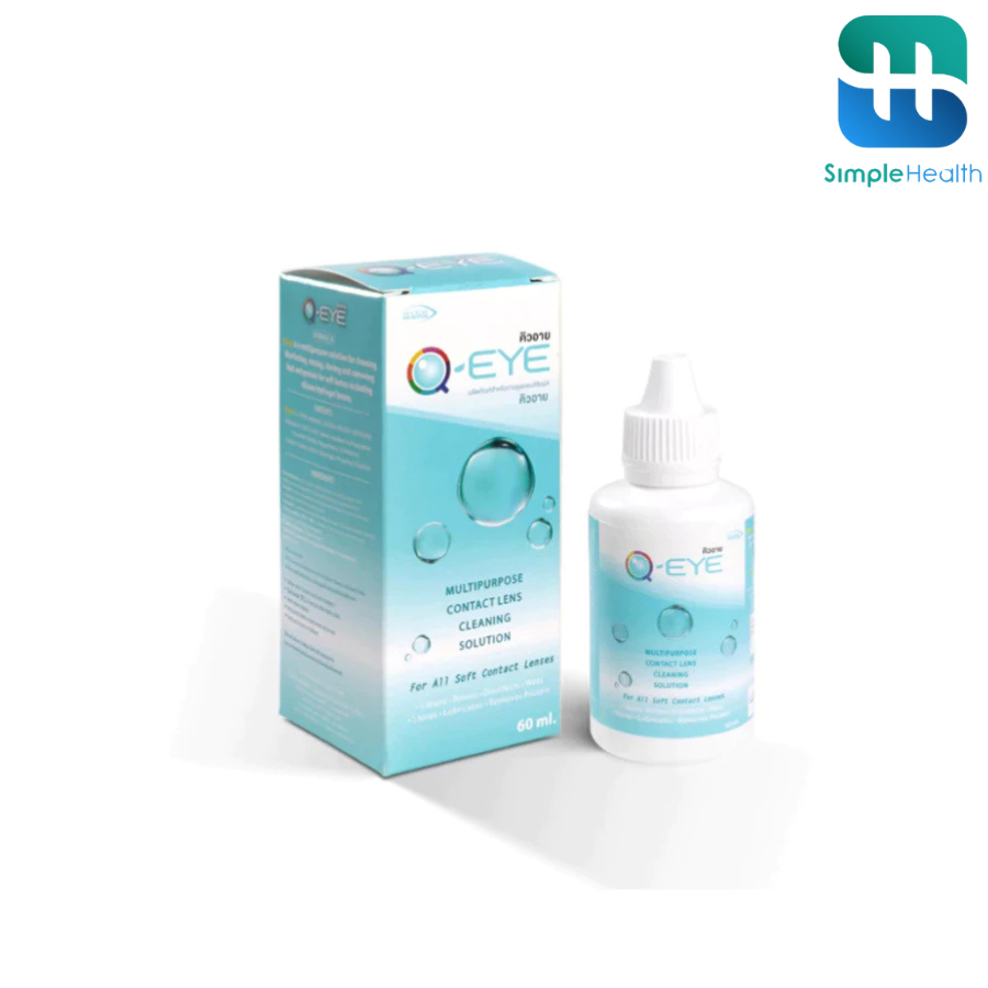 Simple Healthcare น้ำยาแช่คอนแทคเลนส์ 500ml 120ml น้ำยาล้างคอนแทคเลนส์ Q-eye ใช้ทำความสะอาด ขจัดคราบโปรตีน