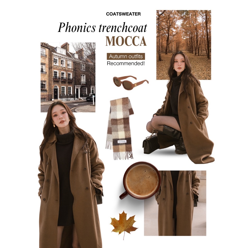 PHONICS LONG TRENCHCOAT  ผ้าวูลแบบพรีเมี่ยม กันหนาวได้เยอะมาก