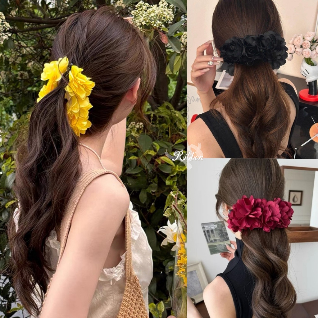RibbonIsland💛กิ๊บติดผม กิ๊บดอกไม้ สไตล์เกาหลี ขนาดใหญ่ cute สีสันสดใส สไตล์ญี่ปุ่น หลากสี เข้ากับทุกการแต่งกาย