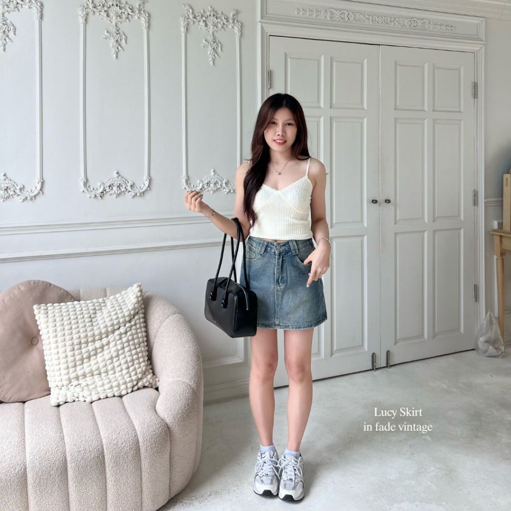 Beberlin กระโปรงยีนส์สั้นทรงเอ เอวสูง มีซับใน รุ่น Lucy Skirt / No : 5531 - รูปที่ 2