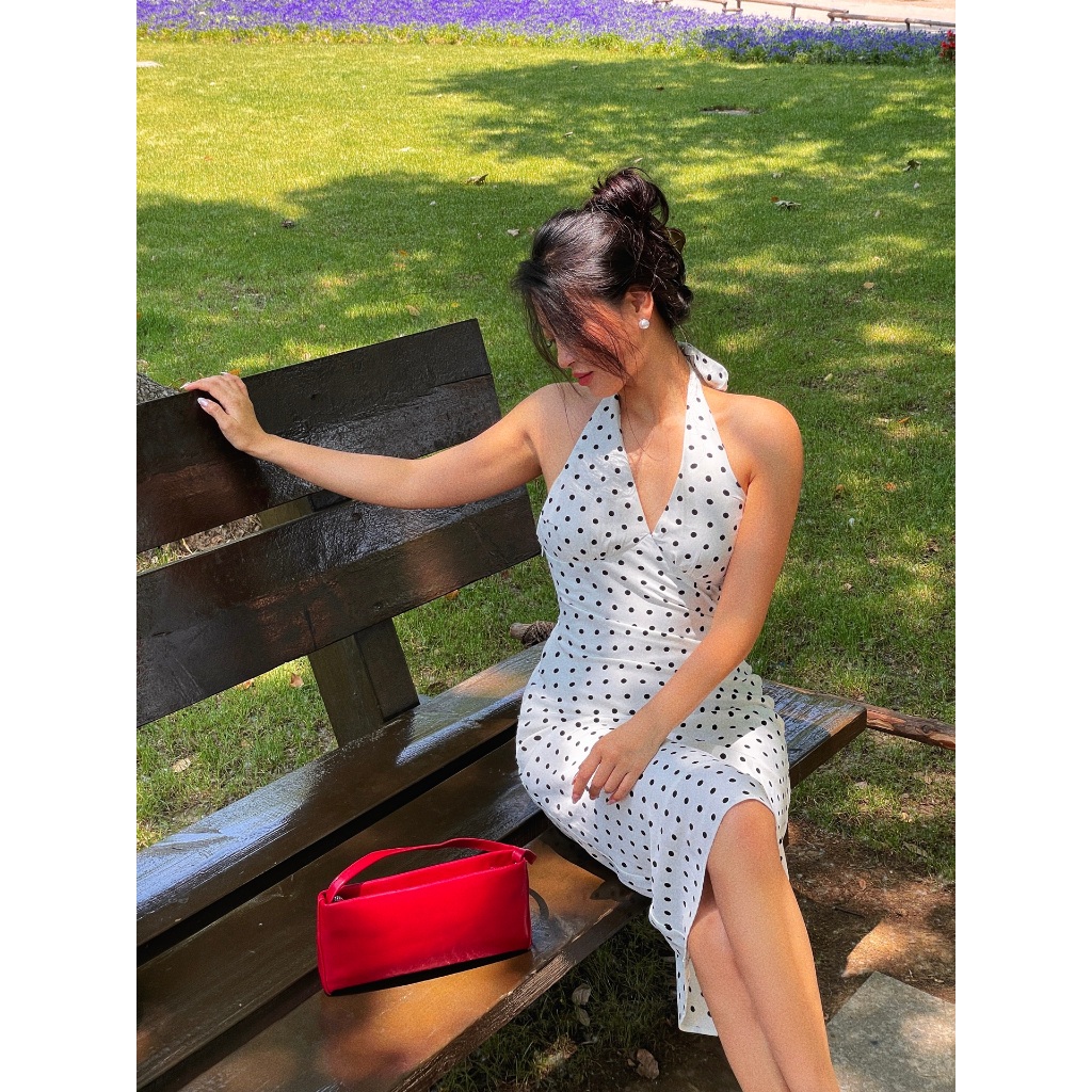 ✨Aiya Polkadot Midi Dress✨เดรสลายจุด ผูกคอ วินเทจ _Gioia.991  ( #gii531 ) ราคา ถูกที่สุด ดีลบีเคเค แกลเลอรีภาพที่ 2