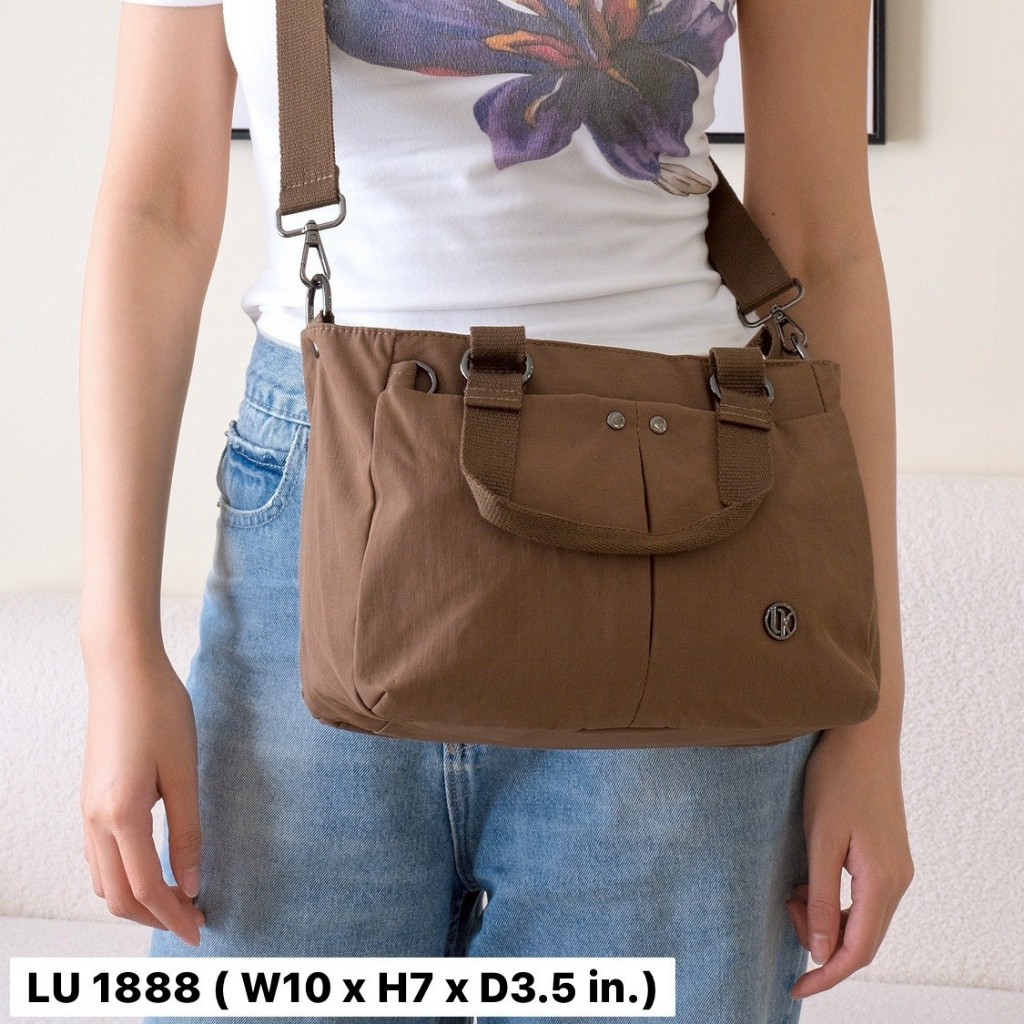 Lingky กระเป๋าทรงถือ+สะพาย ผ้าร่มสปอร์ต รุ่นใหม่น้ำหนักเบามาก มีช่อง 3ซิป ไซส์ 10"ขนาดพอดีใช้งาน (LU 1888)