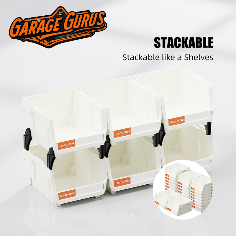 GARAGE GURUS V1 สีขาว กล่องอะไหล่ 6/24 ชิ้น 13.5*10.5*7.6ซม กล่องวางซ้อนกันได้ กล่องเครื่องมือจัดเก็