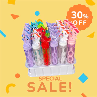 ของเล่น เป่าฟองจิ๋วหลอดเเบบหนา ขนาด 2*13ซม. (ราคา 130บาท ยก Box 24ชิ้น) คละเเบบ คละสี