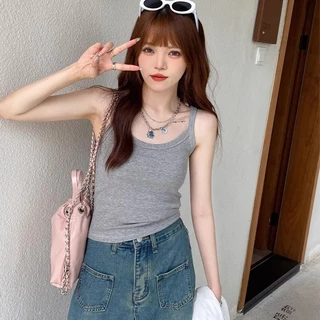 เสื้อสายเดี่ยว (S-3XL) ทรงครอป มีฟองน้ำในตัว เหมาะกับสาวๆสายเที่ยวสายไปคาเฟ่ สีสันสดใส ผ้าใส่แล้วไม่ร้อน แฟชั่นยอดนิยม
