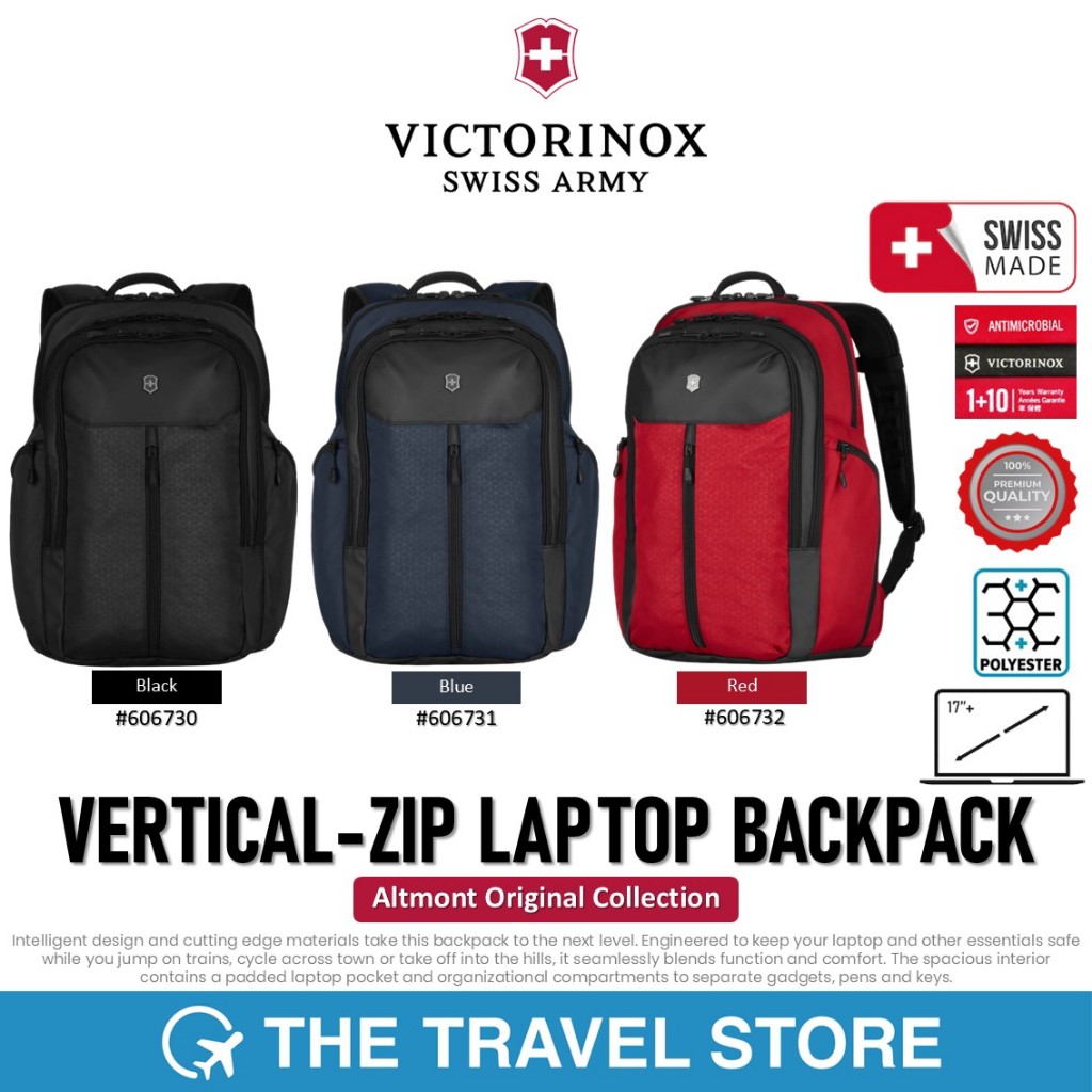 Victorinox ALTMONT ORIGINAL Vertical-Zip Laptop Backpack (606730/606731/606732) กระเป๋าเป้ สะพายหลัง