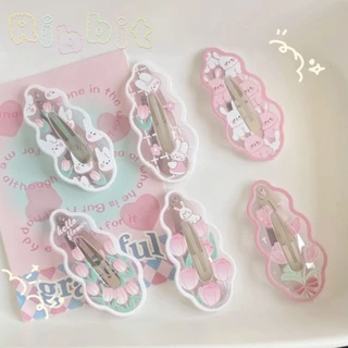 COD-พร้อมส่ง กิ๊บหนีบผม หน้าม้าคลิปด้านข้าง สีชมพูดอกทิวลิป น่ารักหวาน สไตล์เกาหลี นักเรียนสำหรับผู้หญิง 1 ชิ้น
