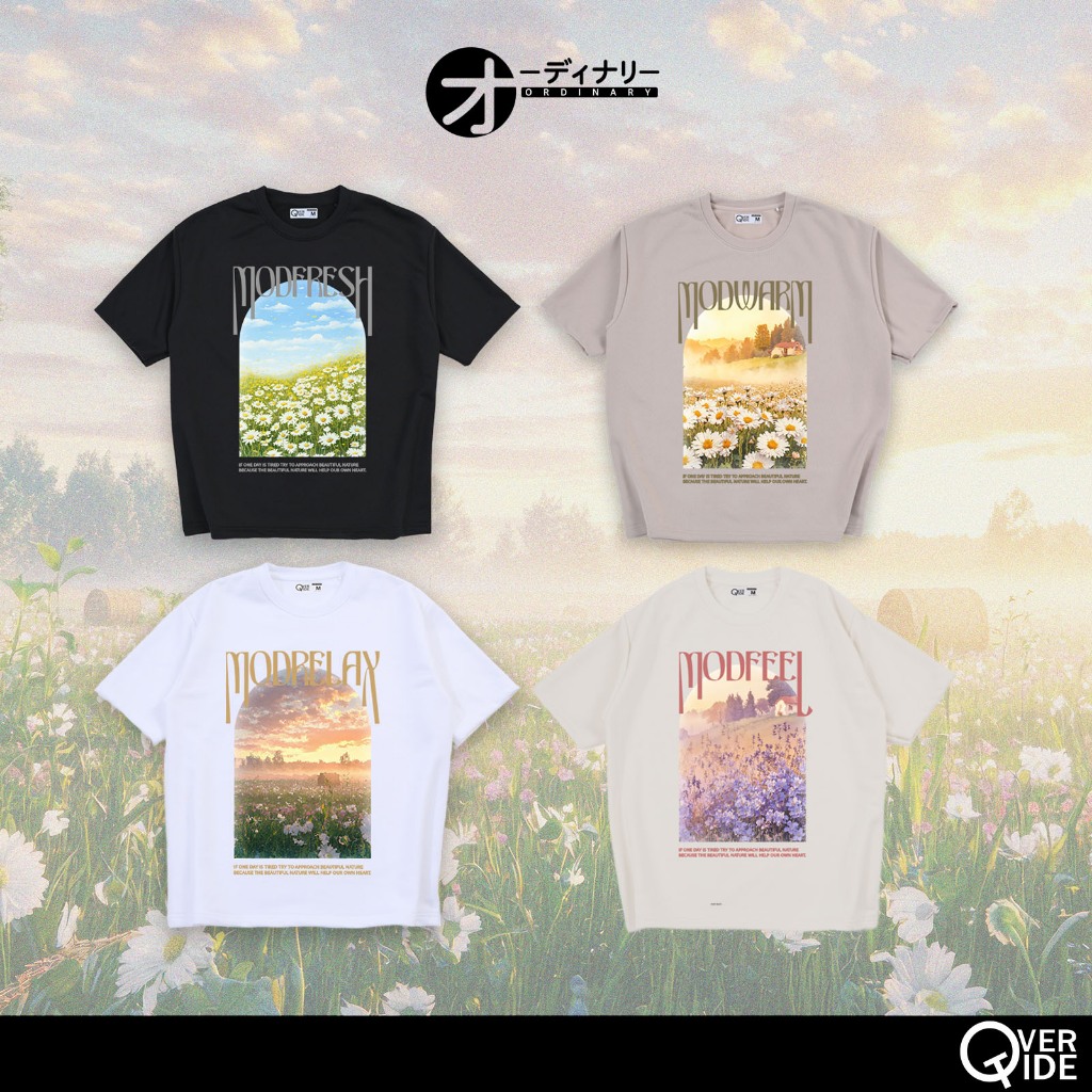 ORDINARY เสื้อยืดโอเวอร์ไซส์ คอลเลกชั่น Mod nature ลายสกรีนหน้าใหญ่ หลายสี