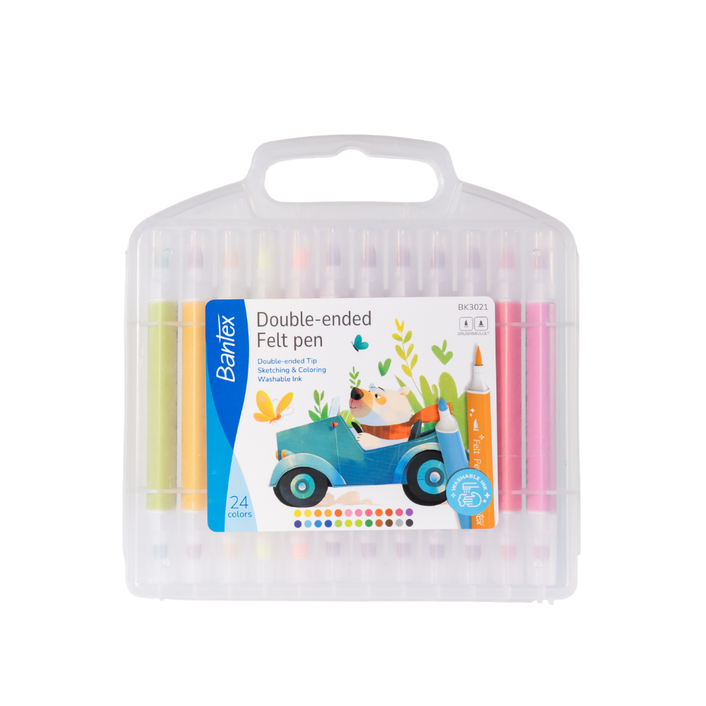 Bantex ชุดปากกาสี 2 หัว12 / 24 ชิ้น ปากกาสันสองหัว ปากกาเมจิก สีสันสดใส อุปกรณ์การเรียน Marker pen