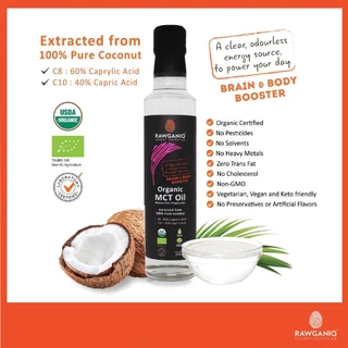 น้ำมันเอ็มซีทีออร์แกนิคจากมะพร้าว 100% 275ml Organic MCT Oil Coconut Based 100%, No Trans Fat (USDA, EU certified)