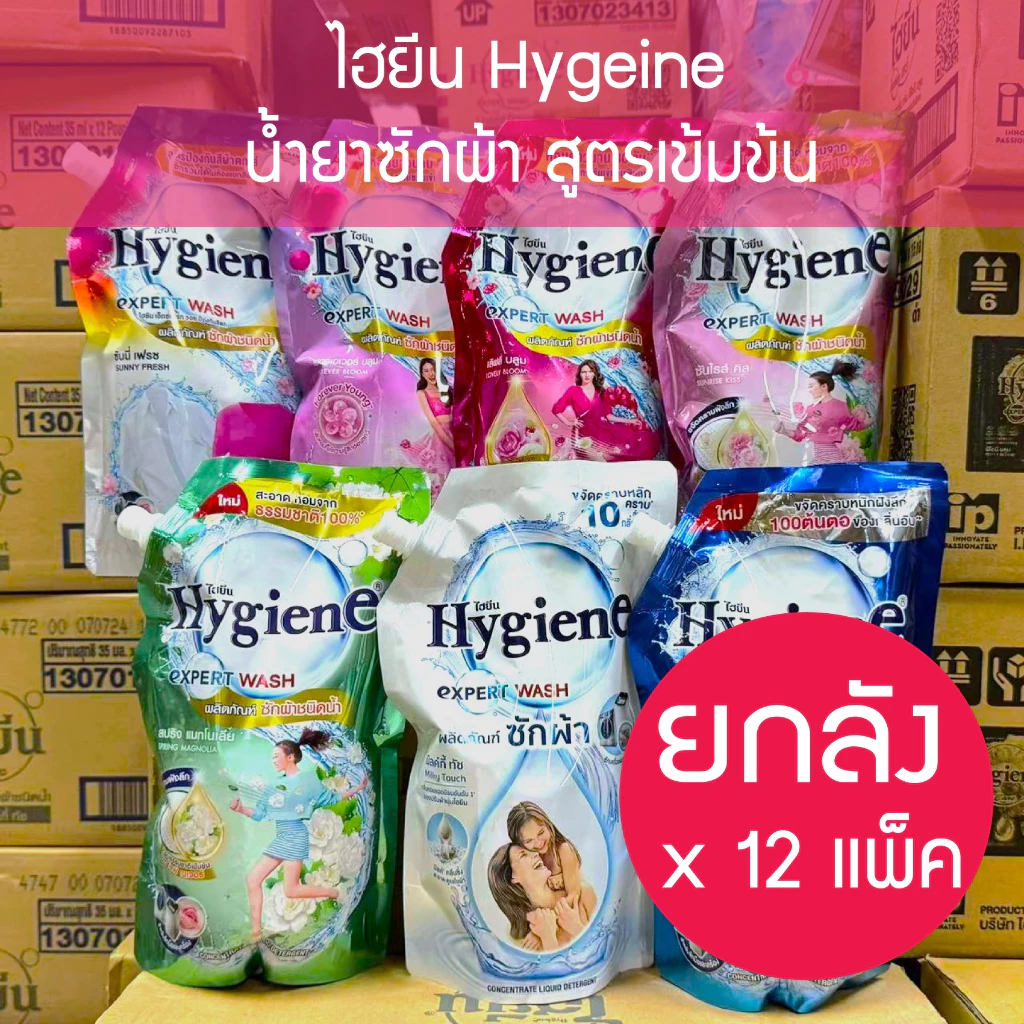 (ยกลัง x12) ไฮยีน Hygiene Expert Wash 600 มล. น้ำยาซักผ้า สูตรเข้มข้น ครบทุกสูตร household
