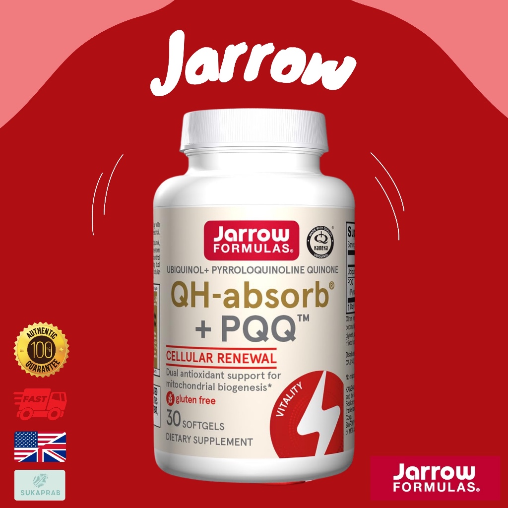 พร้อมส่ง Jarrow Formulas Ubiquinol QH-Absorb + PQQ 30 Softgels