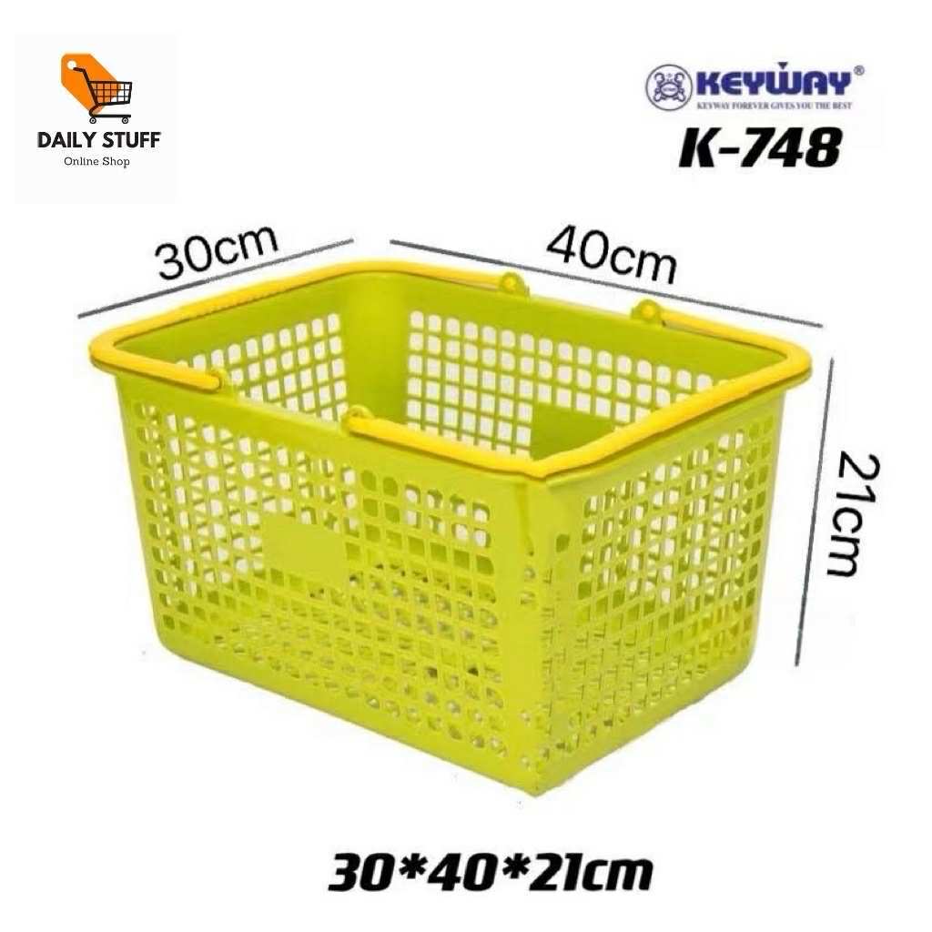 keywayตะกร้าหูหิ้ว ตะกร้าจ่ายตลาด ตะกร้าใส่ของอเนกประสงค์ ขนาด30*40*21cm รุ่น K-748