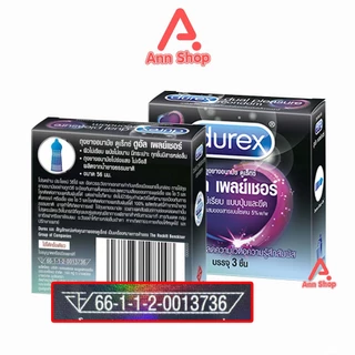 Durex Dual Pleasure ดูเร็กซ์ ดูอัล เพลย์เชอร์ มีปุ่มและขีด พร้อมสารชะลอการหลั่ง 56 มม. บรรจุ 3 ชิ้น [3 กล่อง] JJ 6206