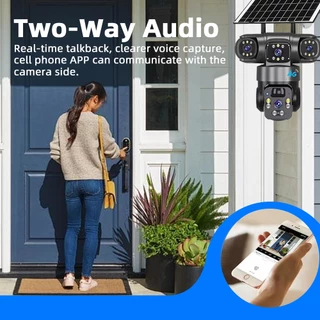 V380 PRO 3 เลนส์ 3 หน้าจอ 12MP 4K WiFi 4G ซิมการ์ดโซลาร์เซลล์ปิดวงจรทีวีพลังงานแสงอาทิตย์