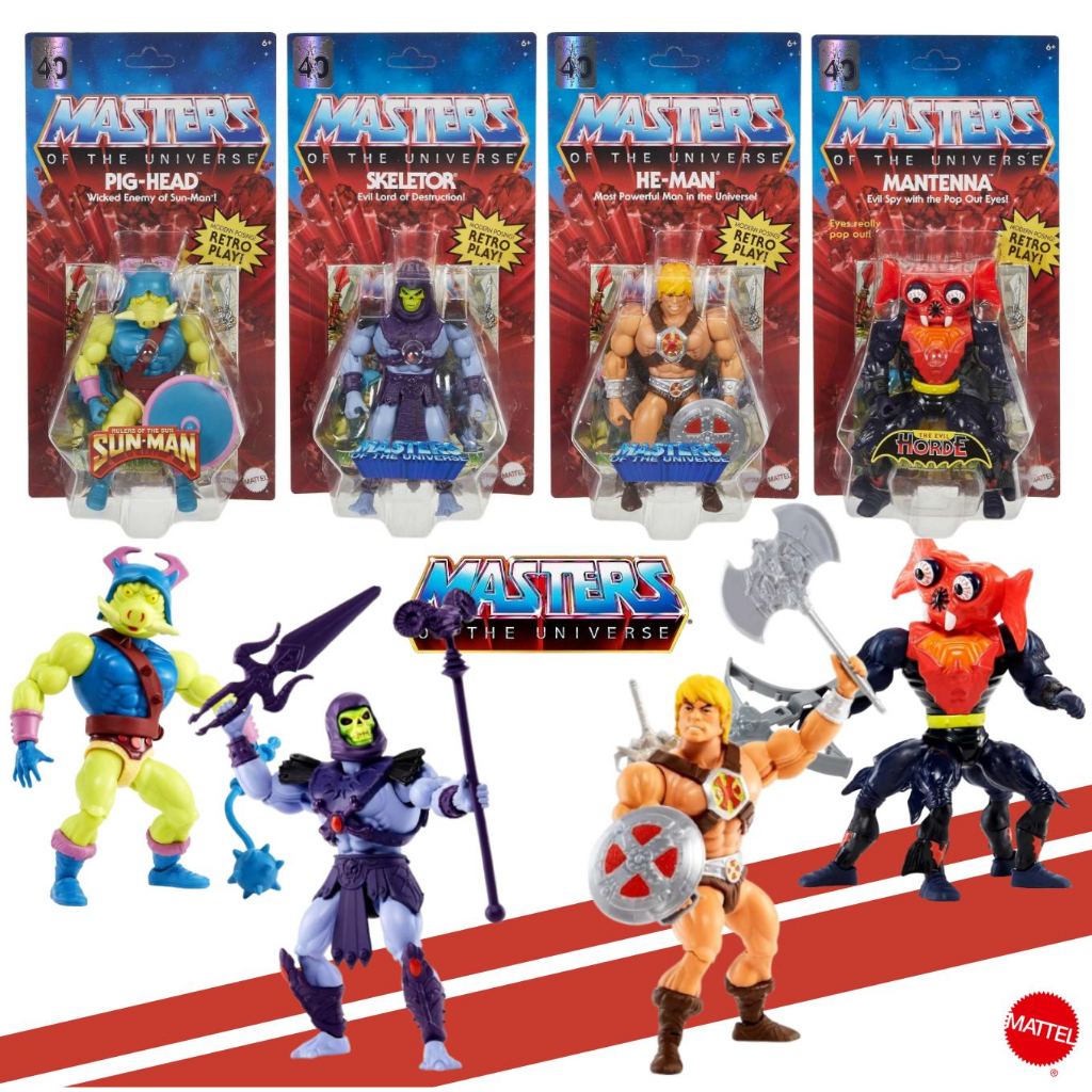 Masters of the Universe Origins–ฟิกเกอร์ของเล่นสะสม ลิขสิทธิ์แท้ จาก Mattel (He-Man/Skeletor/ Mantenna/ Pig-Head) GNN84#