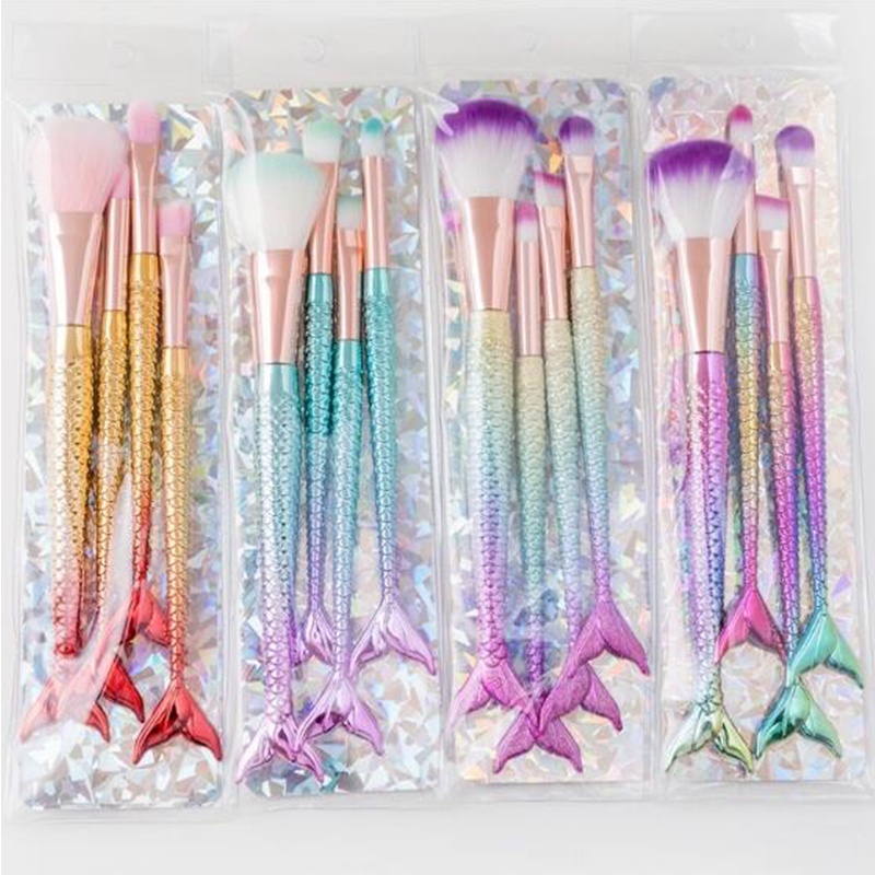 (สุ่มสี)ชุดแปรงแต่งหน้าเมอร์เมด 4 ชิ้น MENGHENG