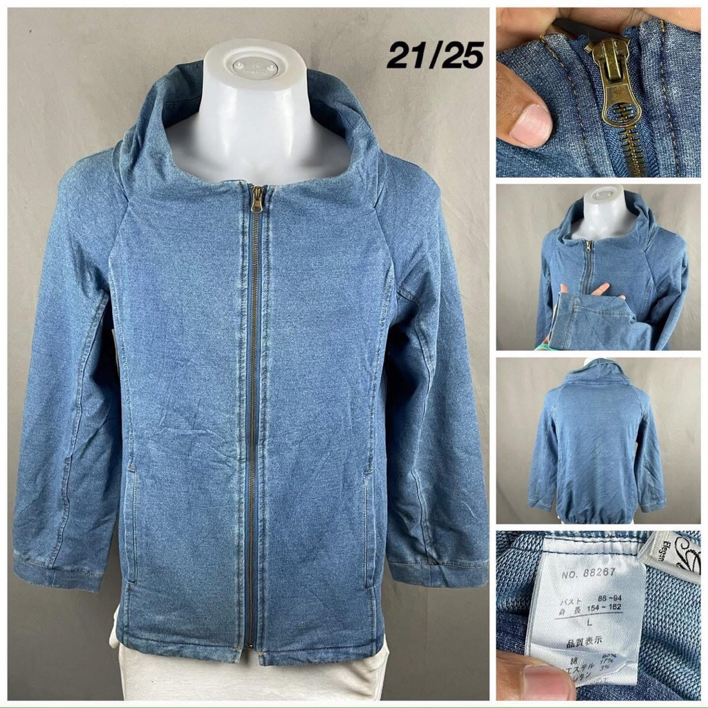 เสื้อ jacket มือสองจากญี่ปุ่น แฟชั่นญี่ปุ่น เป็นคอปีน หายาก รอบอก 42 ยาว 25 ใส่สบาย ผ้าไม่หนา