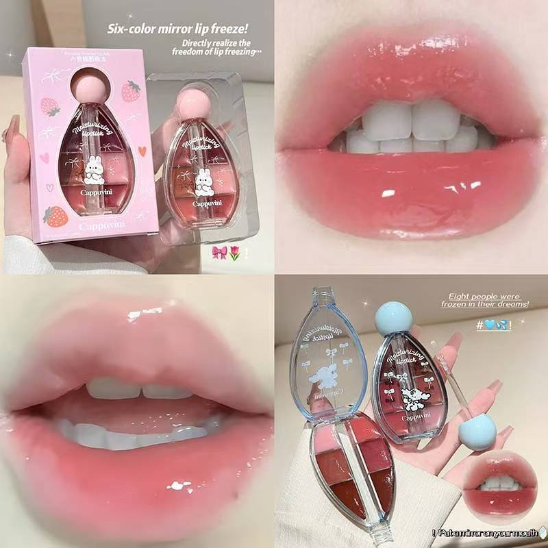 (1ชิ้น)(CP333) Cappuvini ลิปเจลลี่ 6สี Mirrored Lip Jelly สีสวย ติดทน แพคเกจน่ารัก 6 กรัม - รูปที่ 4