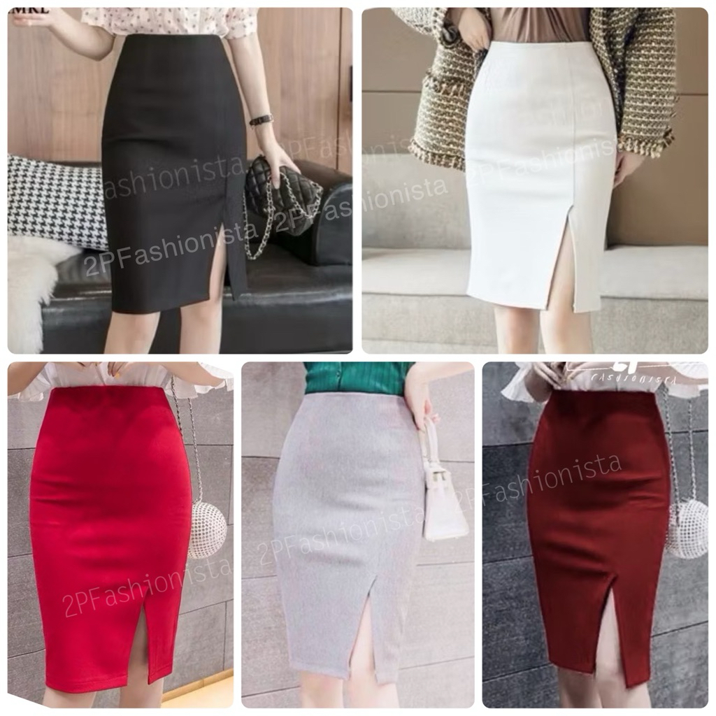 กระโปรงทำงานผ่าหน้า  ✅พร้อมส่ง – โปรปัง