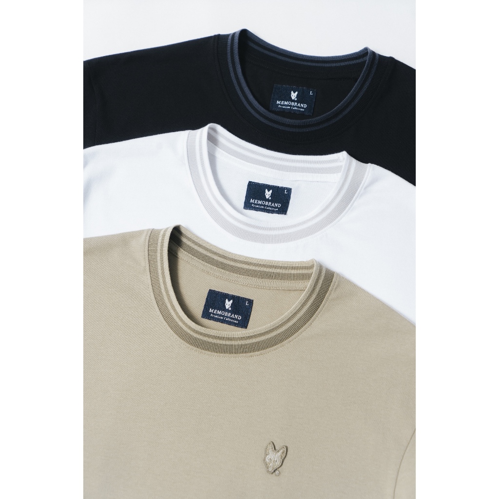 Vibes เสื้อยืดคอริ้ว Memo Supersoft Premium ปักเล็ก รุ่น Collar New Iconic สินค้