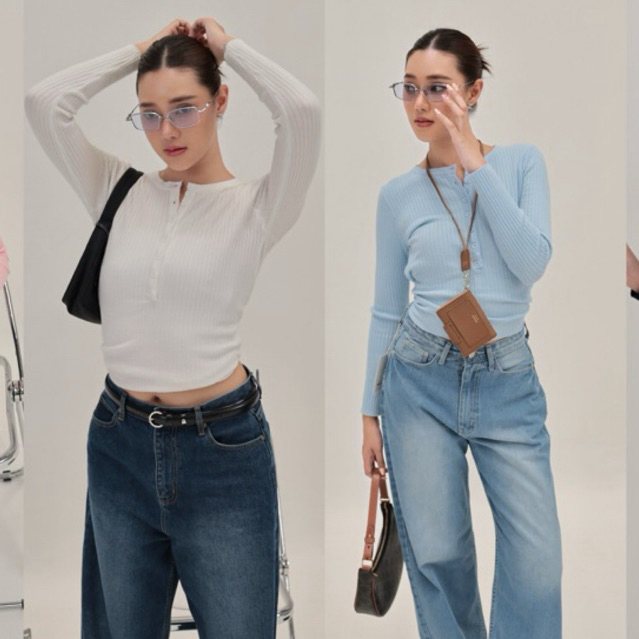 เสื้อแขนยาว Nammon Jeans  C116 เสื้อร่องไหมพรมแขนยาวคอกลมกระดุม ผ้านุ่ม ใส่สบาย