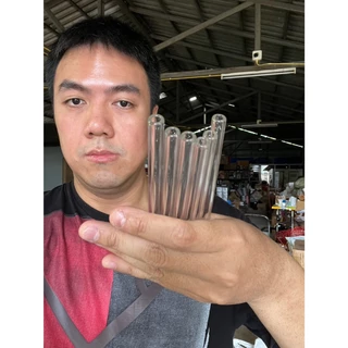 (6อัน)หลอดแก้วทนความร้อน แบบสั้น ยาว15cm สำหรับใช้กับแก้วกาแฟลาเต้หรืออื่นๆ สีใส ออกใบกำกับภาษีได้ รหัสkornz 62125