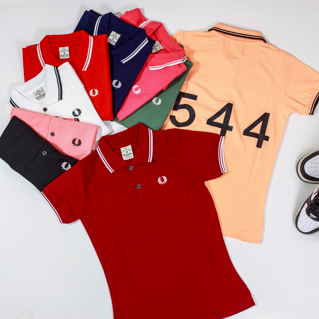 GM POLO SLIM FIT  | เสื้อโปโลผู้หญิง (เข้ารูป) ปักรวงข้างปกขลิบหลัง544ปกเรียบ แขนจั๊ม  สีพื้น เสื้อคอปกผ้าจูติGM2363/1