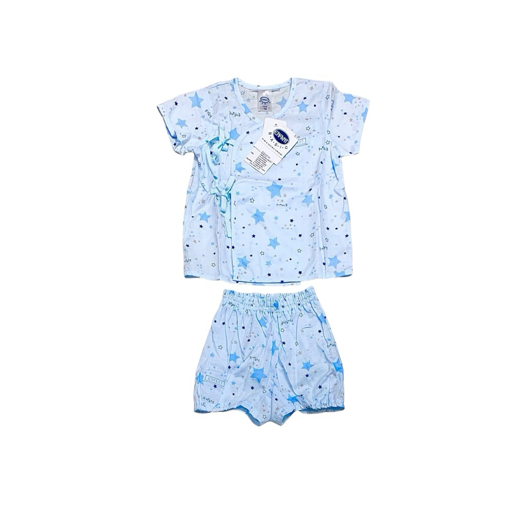 Enfant อองฟองต์ ชุดนอนแขนสั้น กางเกงขาสั้น ผ้าป่าน ผ้าบาง สำหรับเด็กอายุ 3เดือน-6เดือน