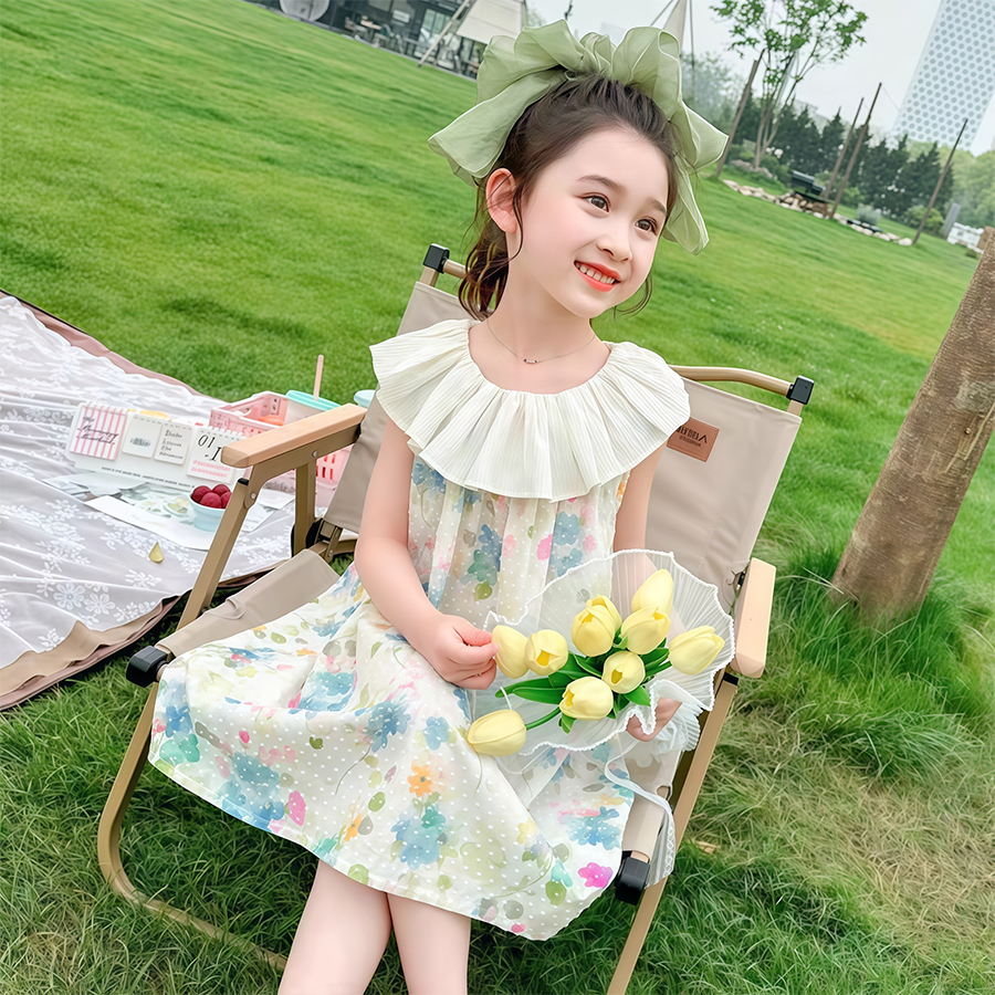 2-12 ปี ชุดเดรสเด็กผู้หญิง ชุดเดรสเจ้าหญิง ลายดอกไม้น่ารัก แฟชั่นฤดูร้อน สไตล์เกาหลี สําหรับเด็กผู้หญิง - รูปที่ 3