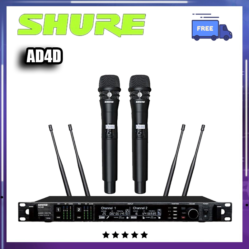 Shure AD4D/KSM8 Stage ระบบไมโครโฟนไร้สาย, ไมโครโฟนไร้สาย UHF 2 ช่อง, ไมโครโฟนไร้สายแบบโลหะ