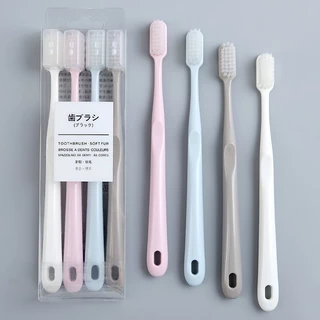 แปรงสีฟัน สไตล์ญี่ปุ่น ขนแปรงนิ่ม พร้อมฝาปิดหัวแปรง แพ๊ค 4 ชิ้น