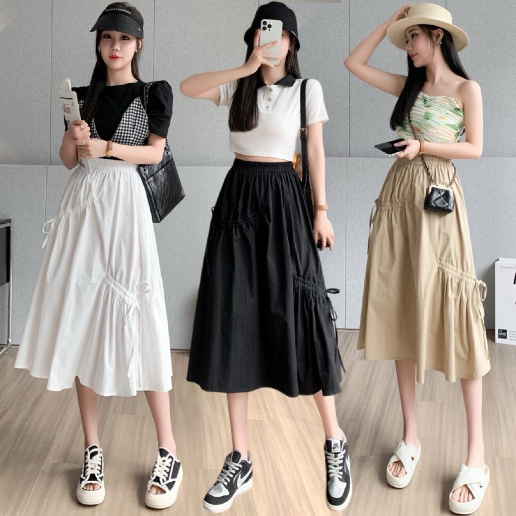 รุ่นกระโปรง แฟชั่นฟรีไชด์ ผ้าคอตอน เขารุปใส่สะบาย#8510#