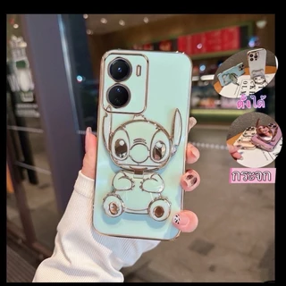 ้เคสกระจก ตั้งได้ สำหรับ OPPO A5X A6T A6 A6X A6S สติช ขาตั้งได้ ฝาหลัง แบบนิ่ม น่ารัก หมุนได้ เคสลายน่ารัก